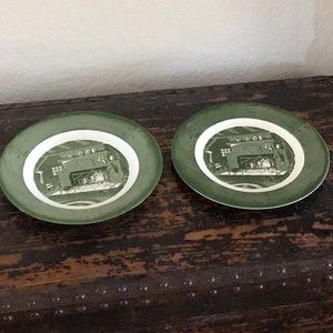 1950s Vintage Colonial Homestead Dinner Plate, Set of 2